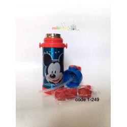 กระติกน้ำเก็บอุณหภูมิ Mickey mouse มิกกี้เมาส์ สีฟ้าแดง ขนาด350ml.