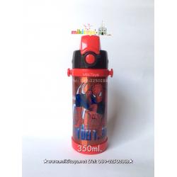 กระติกน้ำ สไปเดอร์แมน Spiderman สีแดง ขนาด350ml. รุ่นกดแล้วฝาเด้ง พร้อมตัวล็อค2ชั้น เก็บอุณหภูมิ