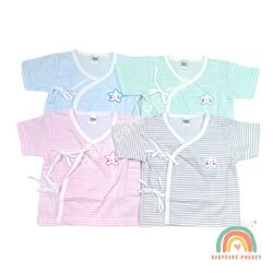 เสื้อเด็กแรกเกิด ผูกหน้า ผ้ายืดคัตตอล เนื้อผ้านิ่ม