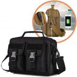 กระเป๋าสะพายไหล่ ทรงเหลี่ยม มีช่องเสียบ USB