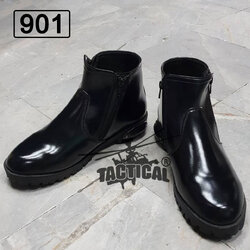 รองเท้าฮาฟสั้น หนังบาจา 901 ซิปคู่ พื้นคอมแบท แถมชิดเท้าดำ