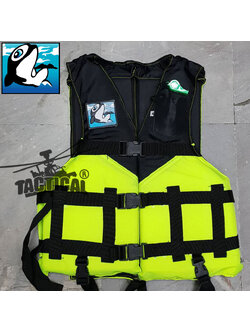 เสื้อชูชีพ เหลืองบ่าดำ ยี่ห้อปลาโลมา