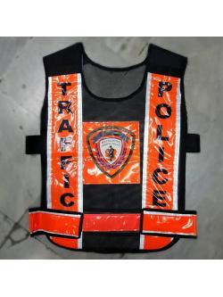 เสื้อสะท้อนแสง ดำแถบส้ม ตำรวจจราจร