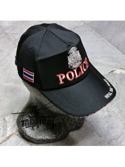 หมวกแก๊ป แผ่นดิน POLICE แดง ซิปหลัง