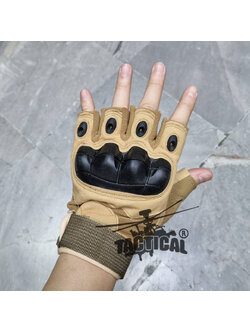 ถุงมือครึ่งนิ้ว สนับนิ่ม สีทราย