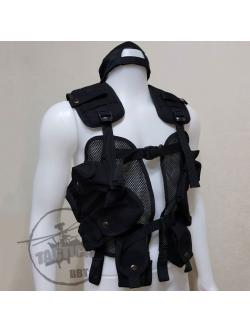 ปลอกเสื้อกั๊กเปลือย ผ้า 1000D ดำสนิท