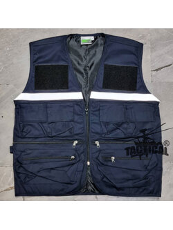 เสื้อกั๊ก กรมท่า แถบหน้า ติดตีนตุ๊กแก หน้า-หลัง