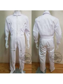 ชุดหมีปิดซิป สีขาว