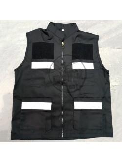 เสื้อกั๊ก 4 กระเป๋า ดำ ติดแถบสะท้อนแสง