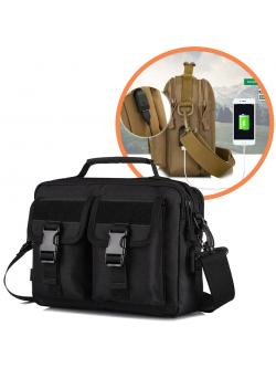 กระเป๋าสะพายไหล่ ทรงเหลี่ยม มีช่องเสียบ USB