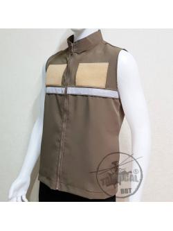 เสื้อกั๊กตร.สีกากี สนว.01 แถบสะท้อนแสงหน้า ยี่ห้อ TACTICAL