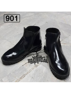 รองเท้าฮาฟสั้น หนังบาจา 901 ซิปคู่ พื้นคอมแบท แถมชิดเท้าดำ