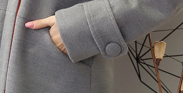 PreOrderเสื้อผ้าคนอ้วน - เสื้อโค้ทกันหนาวไซส์ใหญ่ มีHood ผ้าวูลขนสัตว์ (ใส่ได้ด้านเดียว) สี : เทา / ส้ม