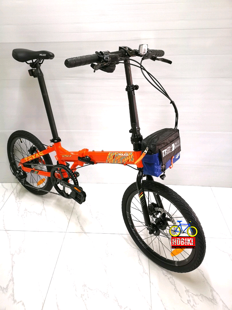 จักรยานพับได้ Police TEXAS เฟรมอลูมิเนียม ล้อ20นิ้ว เกียร์8สปีด ดิสเบรคน้ำมัน