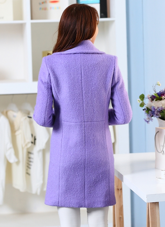 PreOrderคนอ้วน - เสื้อโค้ทไซส์ใหญ่ โค้ทตัวยาว ขนสัตว์ สี : ม่วง / เทาอ่อน