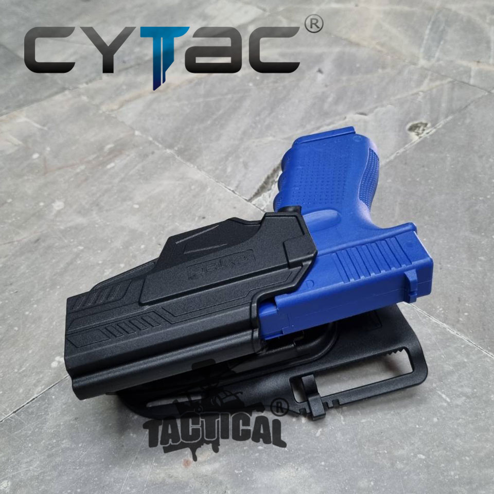 (งานแท้) ซองปืนปลดนิ้วโป้ง + เพลทลดต่ำ + รัดขา ยี่ห้อ Cytac