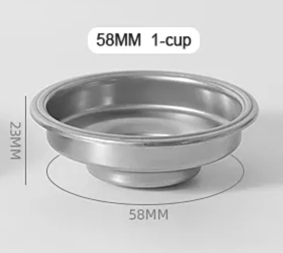 ตะแกรงรูเดียว กลั่นชา ชงชา ชงกาแฟ 1 ช็อต ขนาด 58 มิล Pressurized Coffee Filter Basket 58MM 1 Cups รหัส 2292