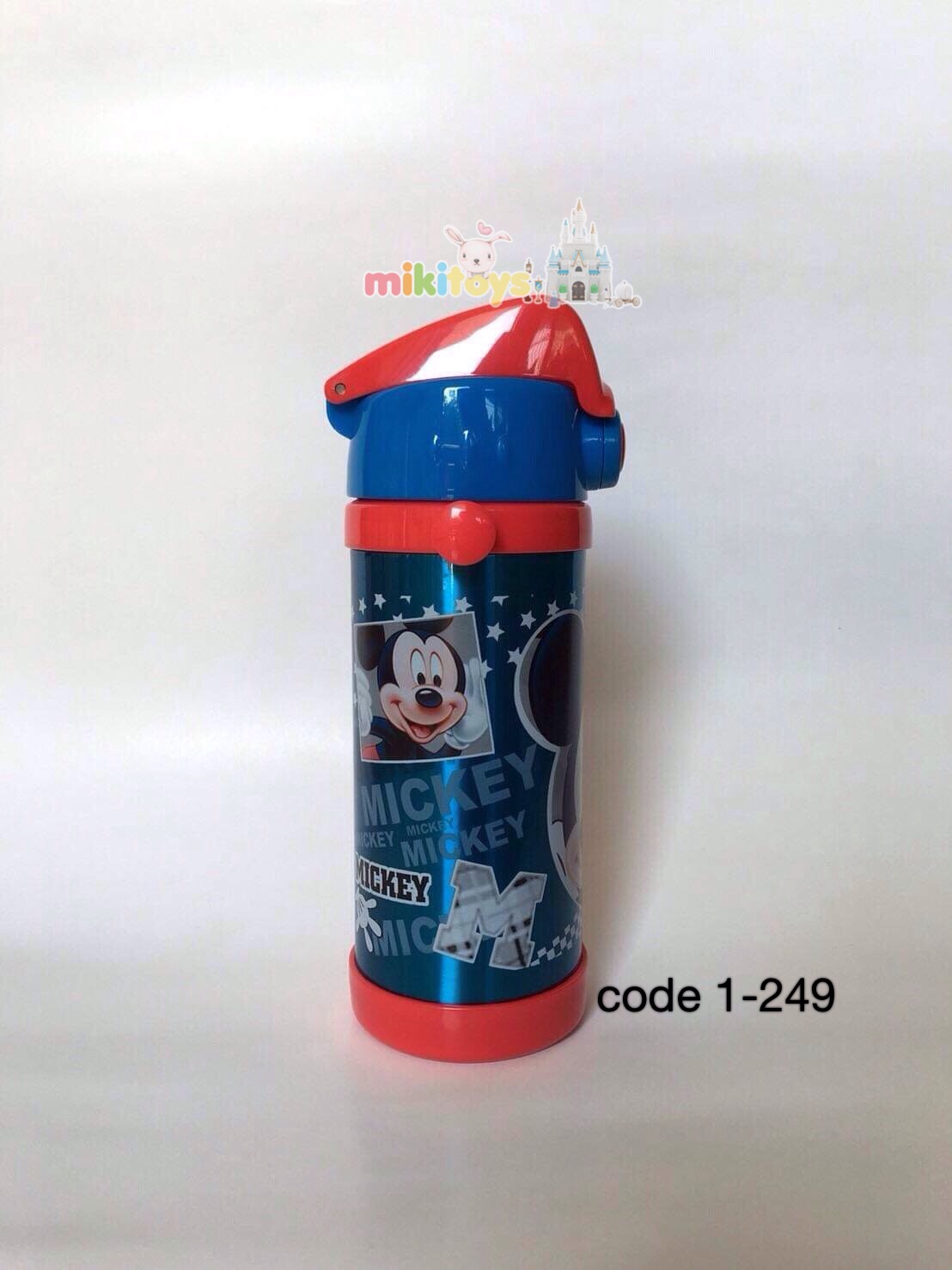 กระติกน้ำเก็บอุณหภูมิ Mickey mouse มิกกี้เมาส์ สีฟ้าแดง ขนาด350ml.