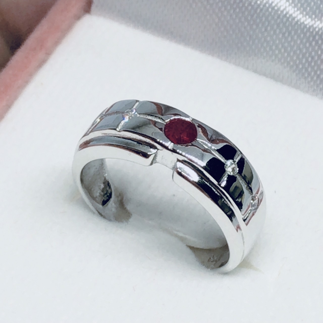 แหวนเงินแท้ พลอยทับทิมแท้(ราศีกรกฎ)