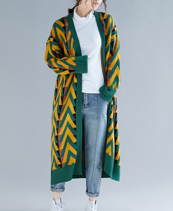 CO-006 ไหมพรมยาว ลายสวย ๆ สีเขียว / เหลือง