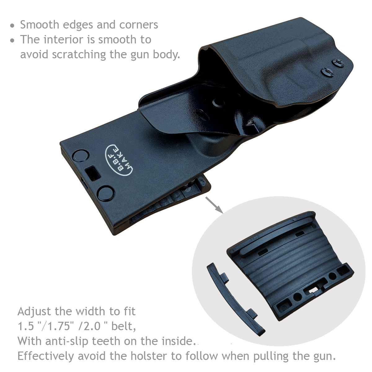 ซองปืนพกนอก + เพลทต่ำ รัดขา B.B.F Make Kydex Holster
