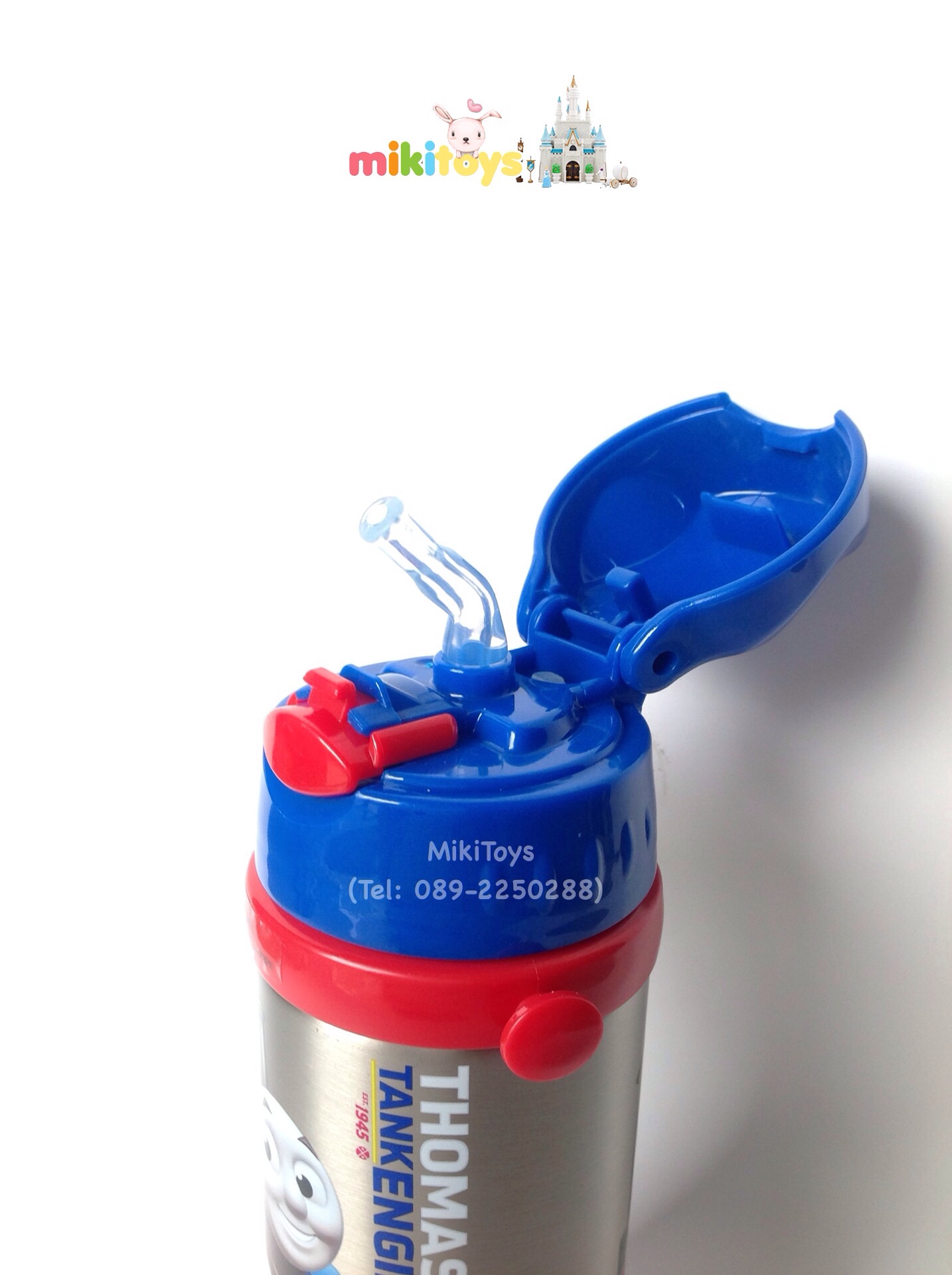 กระติกน้ำรุ่นเก็บอุณหภูมิ Thomas and Friends (โทมัส) **ฟรีค่าจัดส่ง สีน้ำเงิน ขอบแดง ลายสกรีนเท่มากๆๆจ๊ะ สามารถเก็บอุณหภูมิได้ทั้ง ร้อน และ เย็น