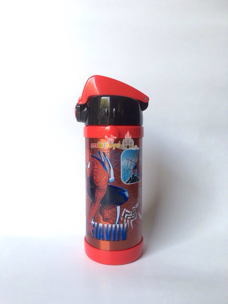 กระติกน้ำ สไปเดอร์แมน Spiderman สีแดง ขนาด350ml. รุ่นกดแล้วฝาเด้ง พร้อมตัวล็อค2ชั้น เก็บอุณหภูมิ