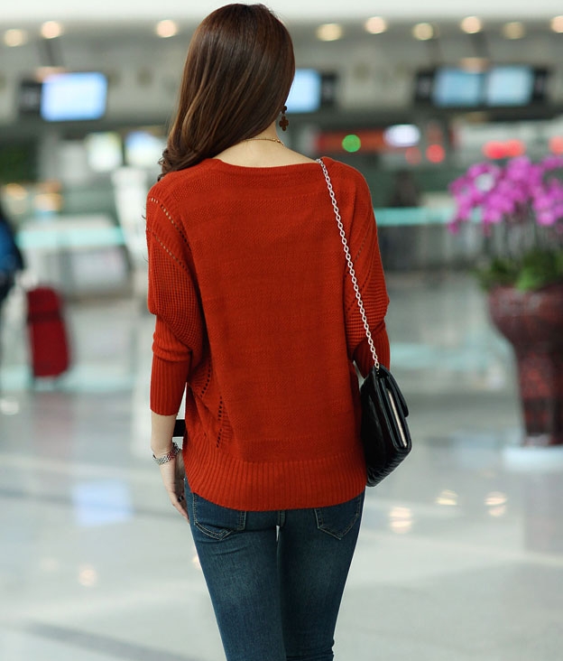 Pre Order - เสื้อกันหนาวแฟชั่นสไตล์เกาหลี ไหมพรมทรงค้างคาว : สีดำ / สีน้ำเงิน / สีแดง / สีครีม / สีชมพู(ม่วง)