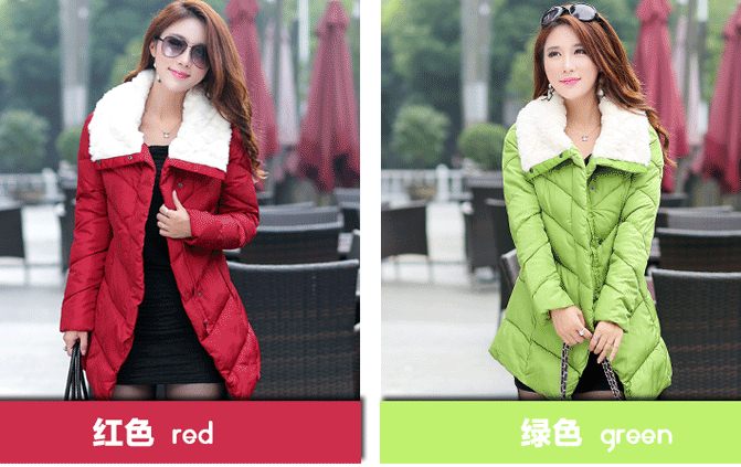 PreOrder - เสื้อกันหนาวแฟชั่นเกาหลี ไซส์ใหญ่ ไซส์เล็ก เป็นแจ๊คเก็ตตัวยาว คอปกใหญ่ สี : แดง / เขียว / ดำ / เหลือง
