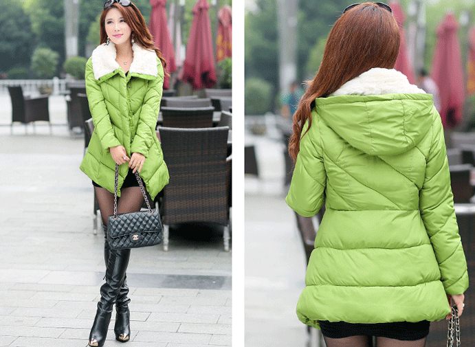 PreOrder - เสื้อกันหนาวแฟชั่นเกาหลี ไซส์ใหญ่ ไซส์เล็ก เป็นแจ๊คเก็ตตัวยาว คอปกใหญ่ สี : แดง / เขียว / ดำ / เหลือง