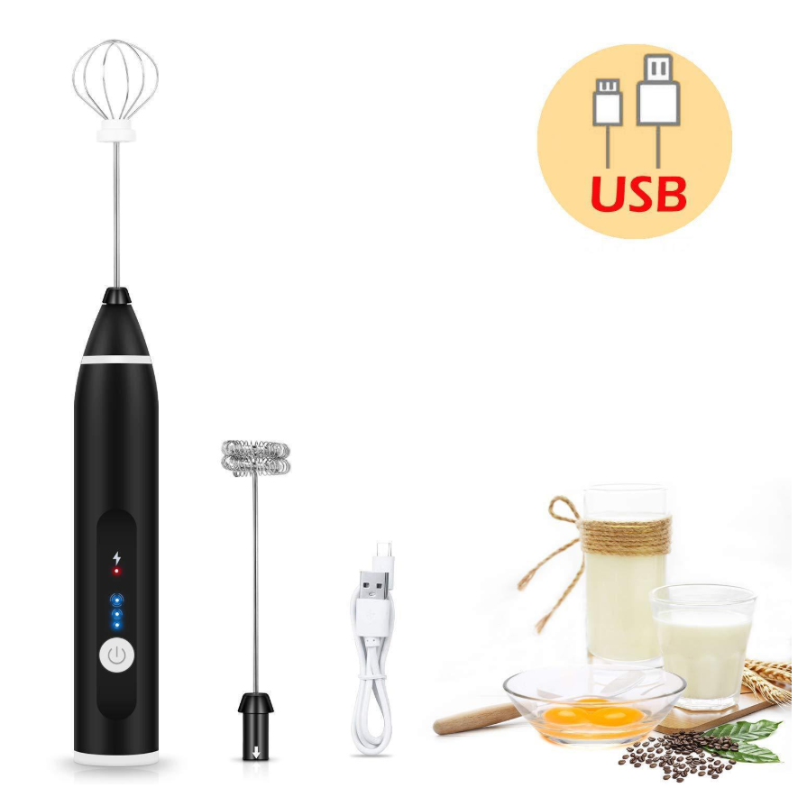 เครื่องตีฟองนมเครื่องตีไข่ ชาจไฟ USB 1610-373 สีดำ