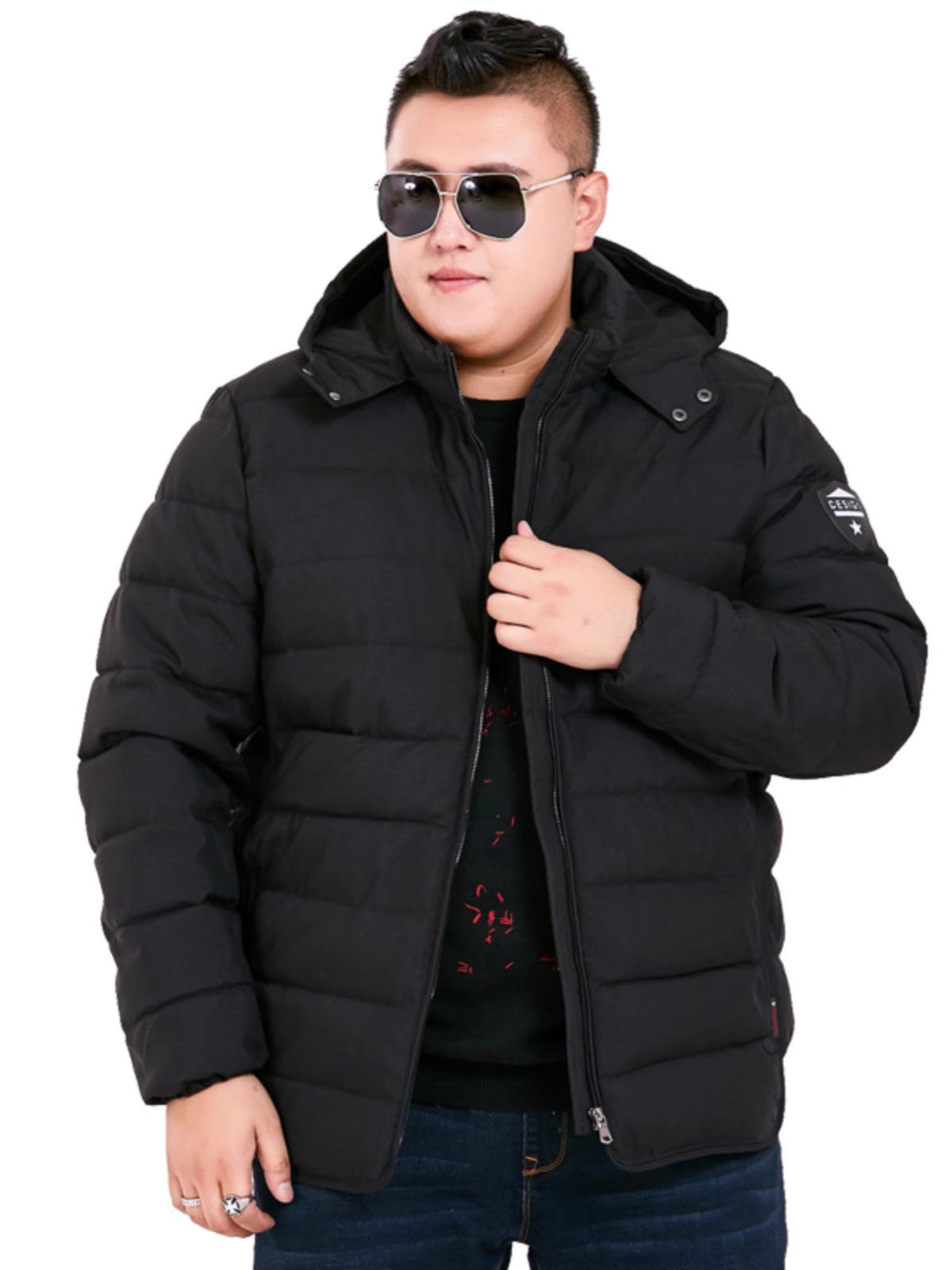 M2324-0022 เสื้อแจ๊คเก็ตผู้ชายไซส์ใหญ่ บุนวม Hoodถอดได้นะคะ