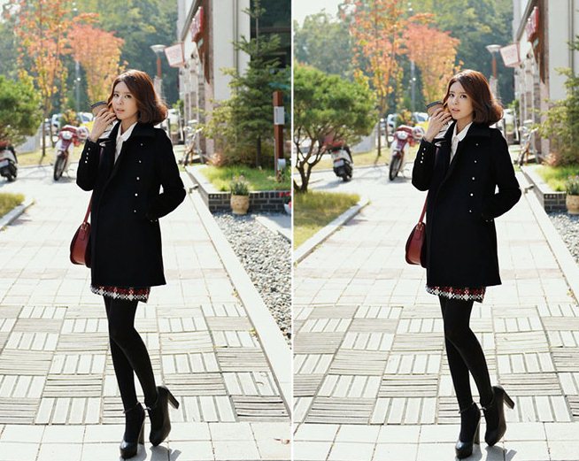 PreOrderคนอ้วน - เสื้อโค้ทกันหนาวแฟชั่น ไซส์ใหญ่ คนอ้วน เสื้อโค้ทขนสัตว์ตัวยาว ไม่หนา แต่งกระดุมหน้า สี : น้ำเงิน / ดำ