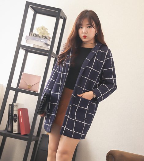 PreOrderคนอ้วน - เสื้อกันหนาวแฟชั่น ไซส์ใหญ่ ผ้าวูลขนสัตว์ ลายสก๊อต สี : ครีม / ดำ / น้ำเงิน