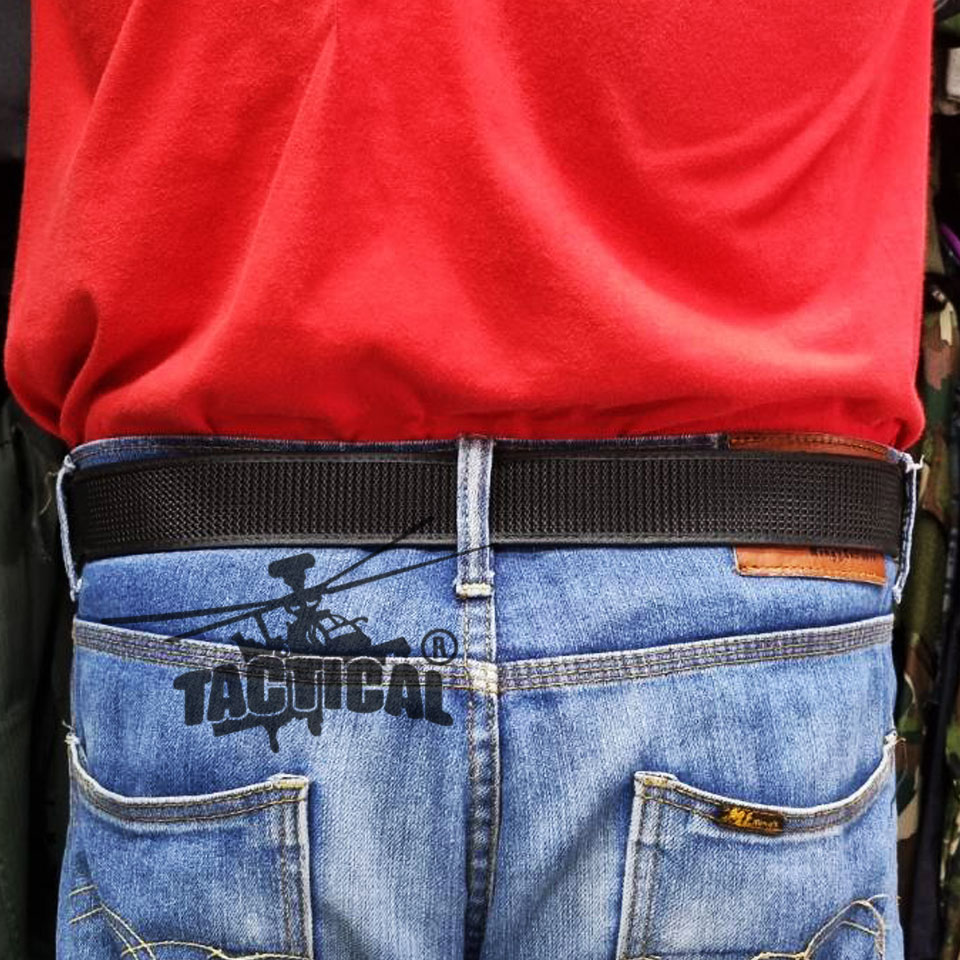 เข็มขัดไนลอนกุ๊นขอบ + หัวตราโล่