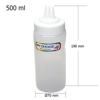 ขวดซอสพลาสติก ฝาปิด 3 รู 500 มล. 1610-568