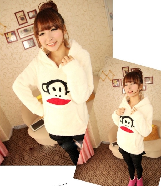 Pre Order - เสื้อกันหนาวแฟชั่นเกาหลี ผ้าขนสัตว์เกาหลี ลายการ์ตูนน่ารักหลายลาย มีกระเป๋าด้านหน้า : ลายลิง / ลายหมีแพนด้า / ลายหัวระเบิด / ลายกระต่าย / ลายมิกกี้