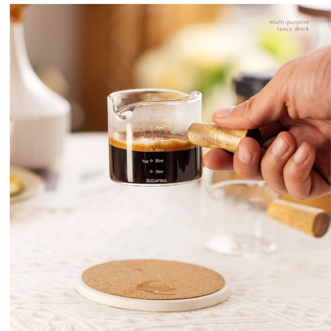 แก้วตวงสองปากเทแก้วช็อตด้ามไม้ 75 มิลลิลิตร รหัส 2961