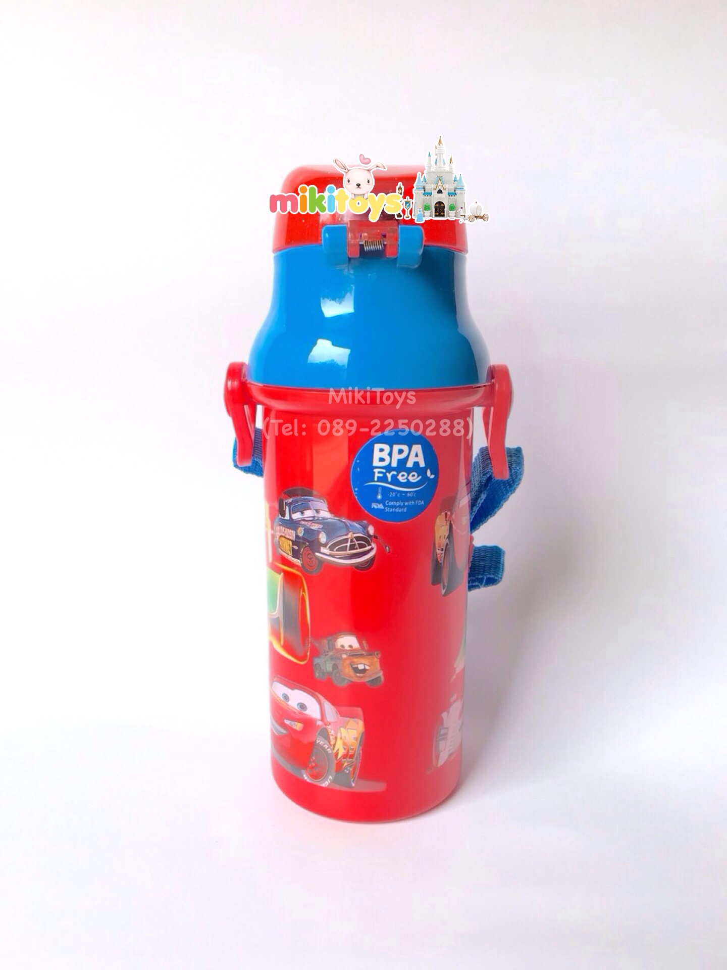 กระติกน้ำเด็ก คาร์ แมคควีน Cars McQueen 95 รุ่นยกดื่ม สีแดง/ฟ้าสดใส **BPA Free ปลอดภัยต่อเด็ก