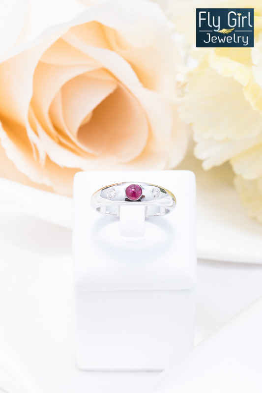 แหวนเงินแท้ พลอยทับทิมแท้(ราศีกรกฎ)