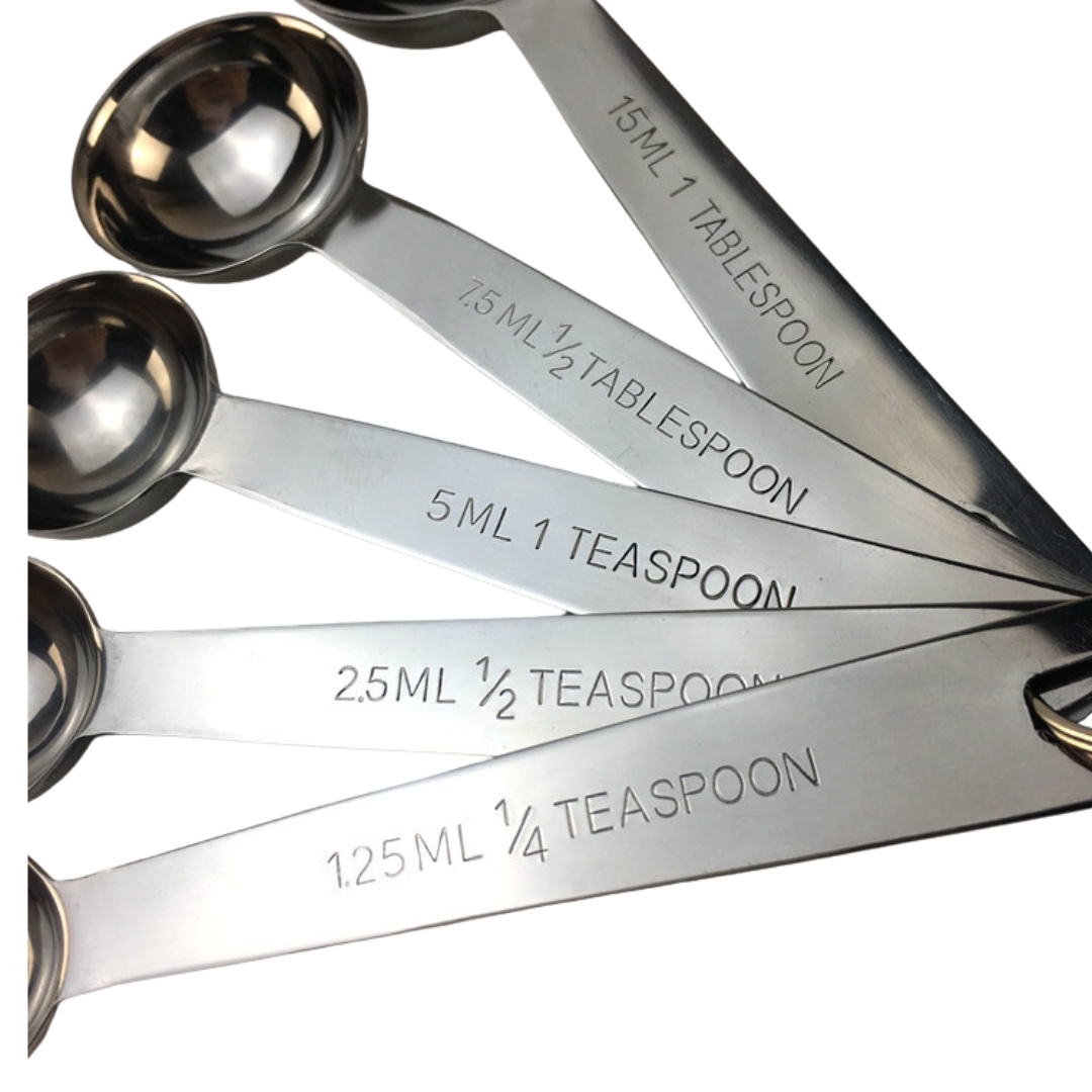 ชุดช้อนตวงเครื่องปรุงรส สแตนเลส 5 ชิ้น รหัส 1620