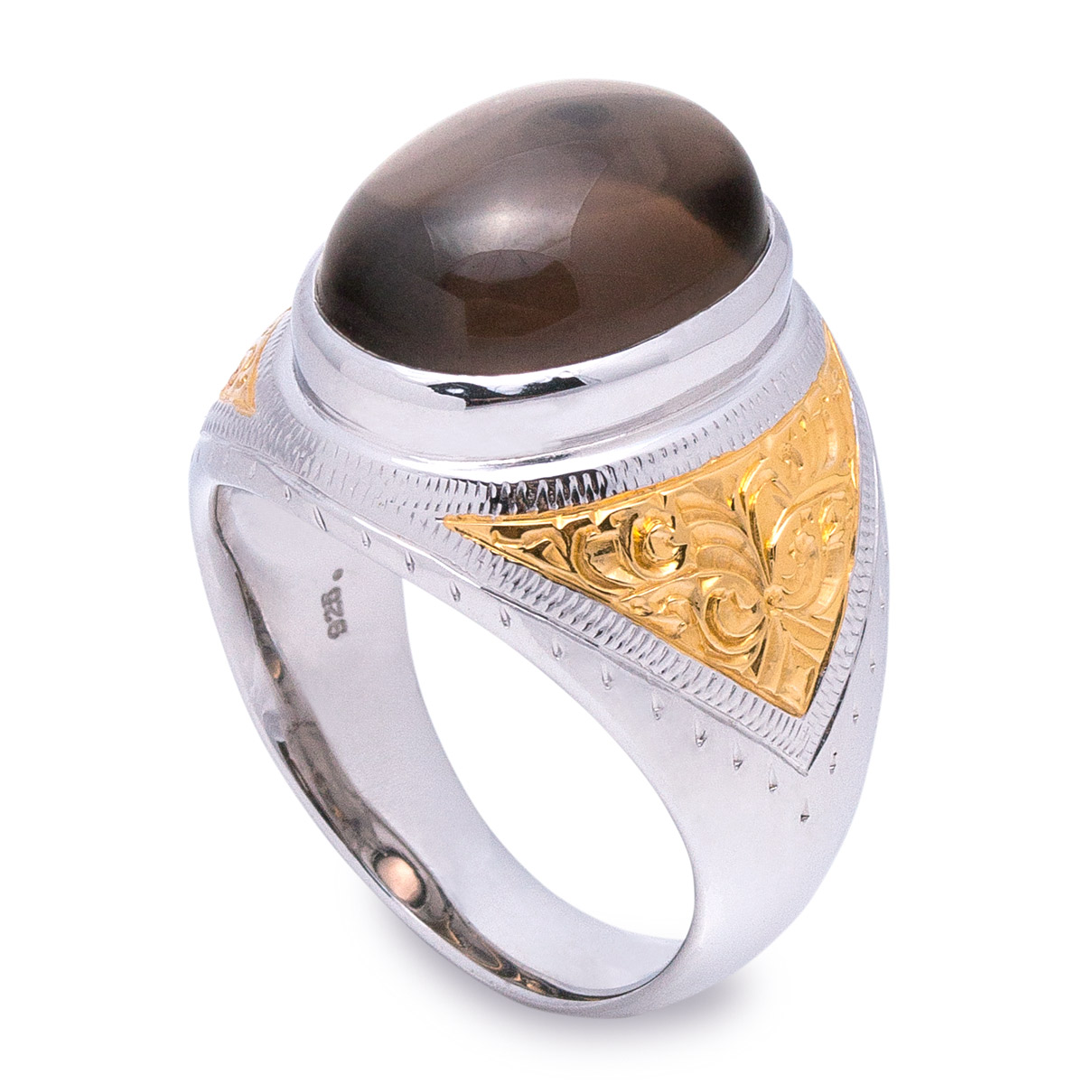 💍 แหวนชายเงินแท้ 925 พลอยสโมคกี้ควอตซ์ งานไทยคลาสสิค เสริมบารมี หรูหรา ทรงพลัง ✨