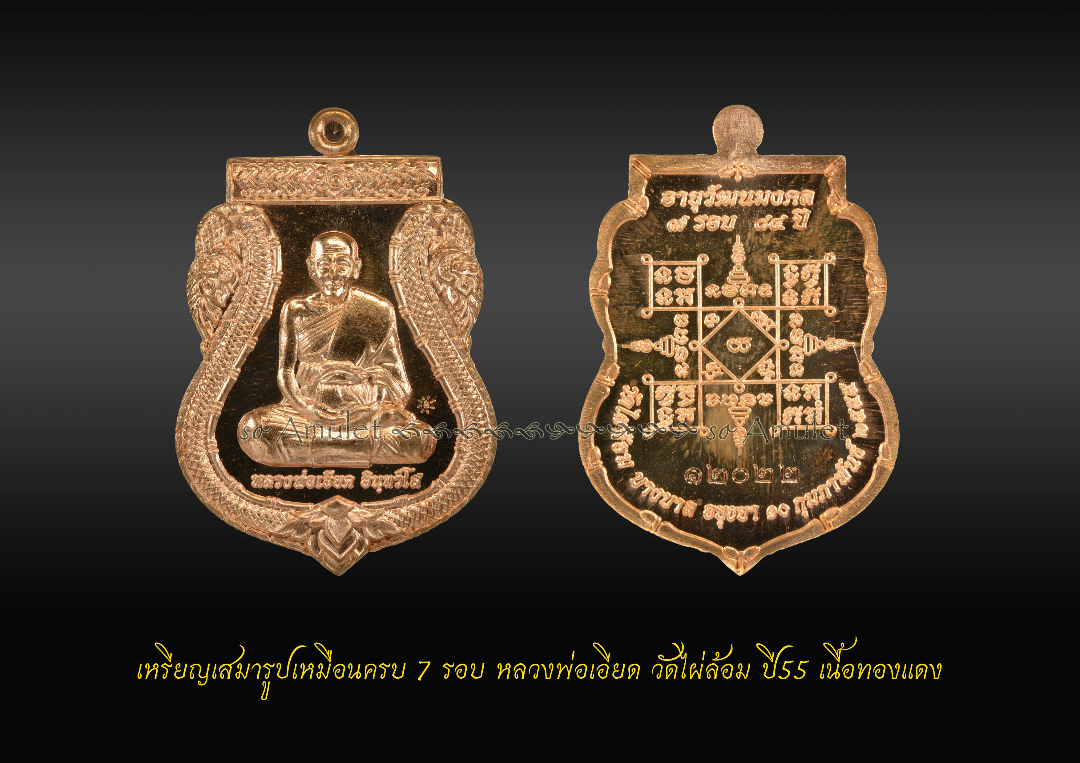 เหรียญเสมารูปเหมือนครบ 7 รอบ หลวงพ่อเอียด วัดไผ่ล้อม ปี55 เนื้อทองแดง