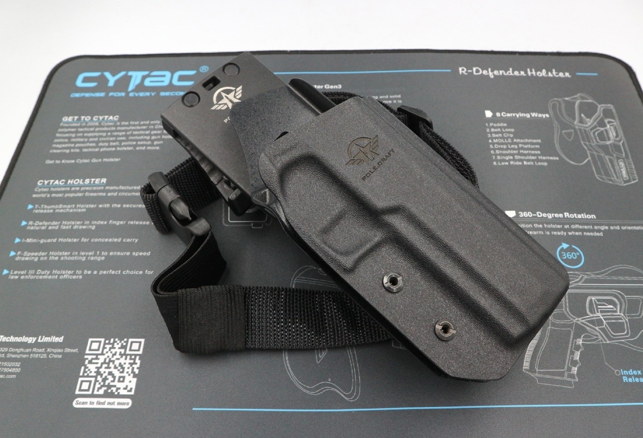 ซองปืนพกนอก + เพลทต่ำ รัดขา B.B.F Make Kydex Holster