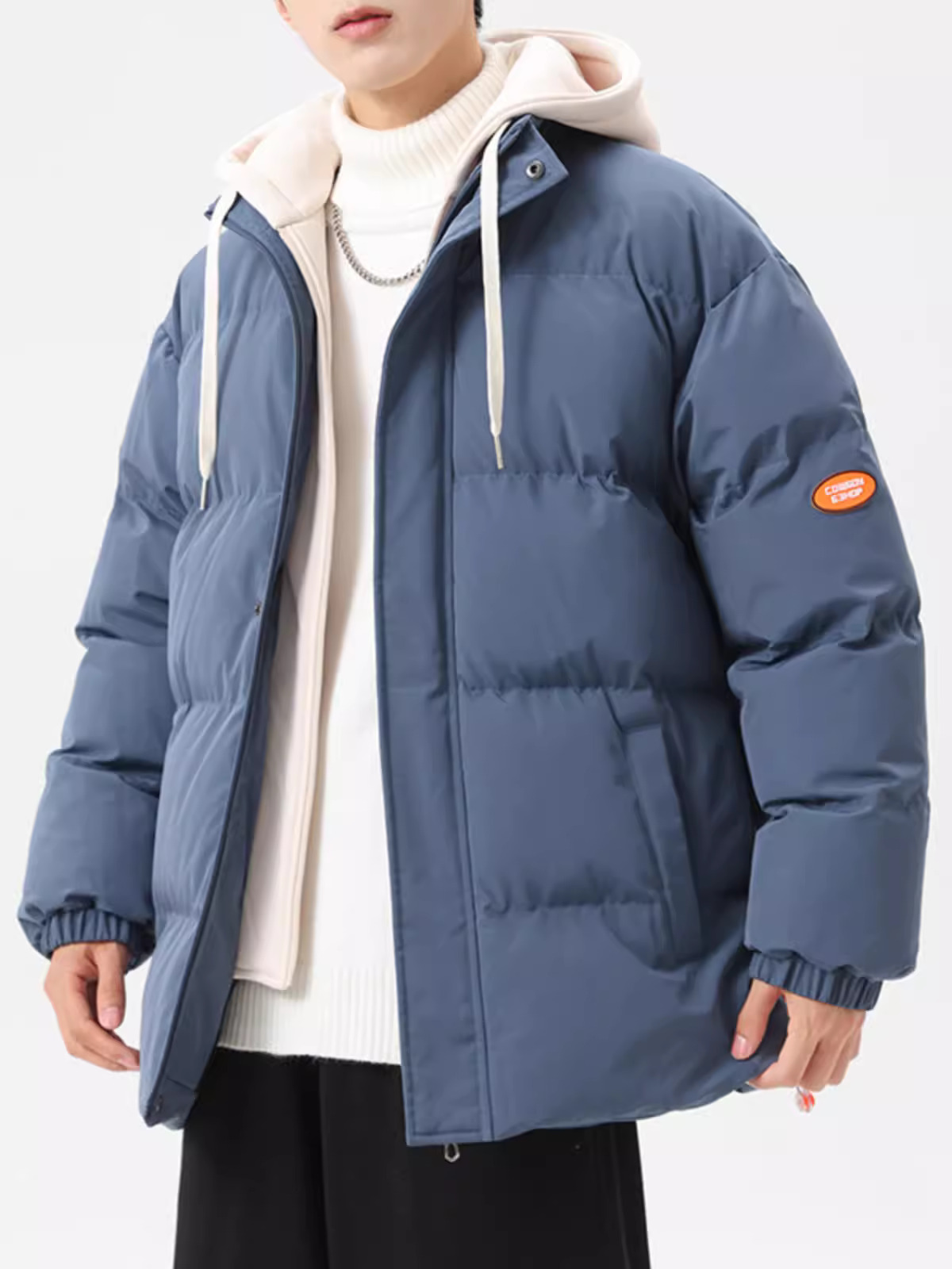 M2324-0001 เสื้อกันหนาวผู้ชายบุนวม งานเท่ ๆ วัยรุ่น ๆ หน่อย *งานจริงไม่มีแถบติดตรงแขน