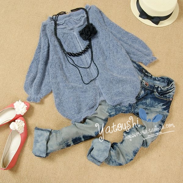 Pre Order - เสื้อกันหนาวแฟชั่นเกาหลี เสื้อคาร์ดิแกน ทรงค้างคาว แขนห้าส่วน สี : สีดำ / สีกากี / สีแดงแตงโม / สีเบจ / สีเขียว / สีเทา / สีแดง