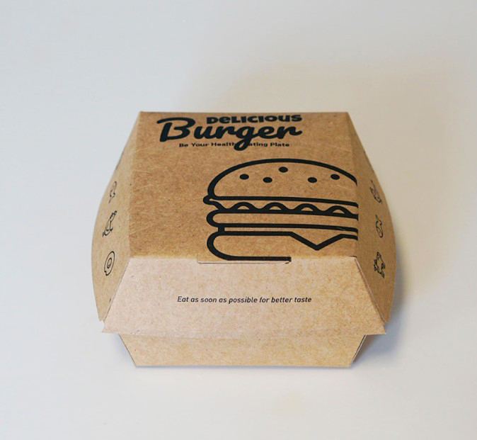 กล่องใส่เบอร์เกอร์ กระดาษ Food Grade เคลือบกันไขมัน (grease-proof paper) แพ็ค 50 ชิ้น