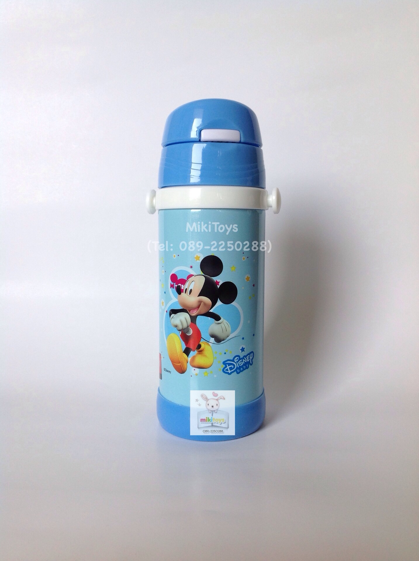 ✅กระติกน้ำมิกกี้เมาส์ Disney Mickey Mouse สีฟ้า สกรีนลายด้านเดียว แถมฟรี!! ถุงหุ้มช่วยรักษาอุณหภูมิ1ถุงและแปรงล้างหลอด1ชิ้นค่ะ^^