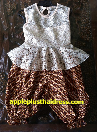 T110 เสื้อลูกไม้+โจงกระเบน สำหรับ 2-5ปี