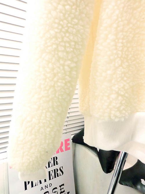 Pro Order - เสื้อกันหนาวแฟชั่นเกาหลี ผ้าขนแก คอมกลม ยืดได้ หวาน ๆ ด้านหน้ามีการ์ตูนช้างใส่มงกฏสีชมพูน่ารัก